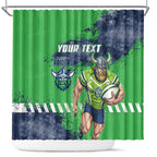 Personalised Canberra Raiders Rugby Shower Curtain Viking Green Machine Mascot - Sporty Splash Art Style