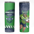 Personalised Canberra Raiders Rugby Skinny Tumbler Viking Green Machine Mascot - Sporty Splash Art Style