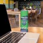 Personalised Canberra Raiders Rugby Skinny Tumbler Viking Green Machine Mascot - Sporty Splash Art Style