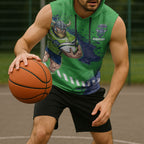 Personalised Canberra Raiders Rugby Sleeveless Hoodie Viking Green Machine Mascot - Sporty Splash Art Style