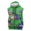 Personalised Canberra Raiders Rugby Sleeveless Zip Hoodie Viking Green Machine Mascot - Sporty Splash Art Style