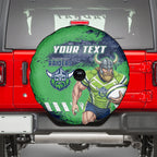 Personalised Canberra Raiders Rugby Spare Tire Cover Viking Green Machine Mascot - Sporty Splash Art Style