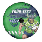 Personalised Canberra Raiders Rugby Spare Tire Cover Viking Green Machine Mascot - Sporty Splash Art Style