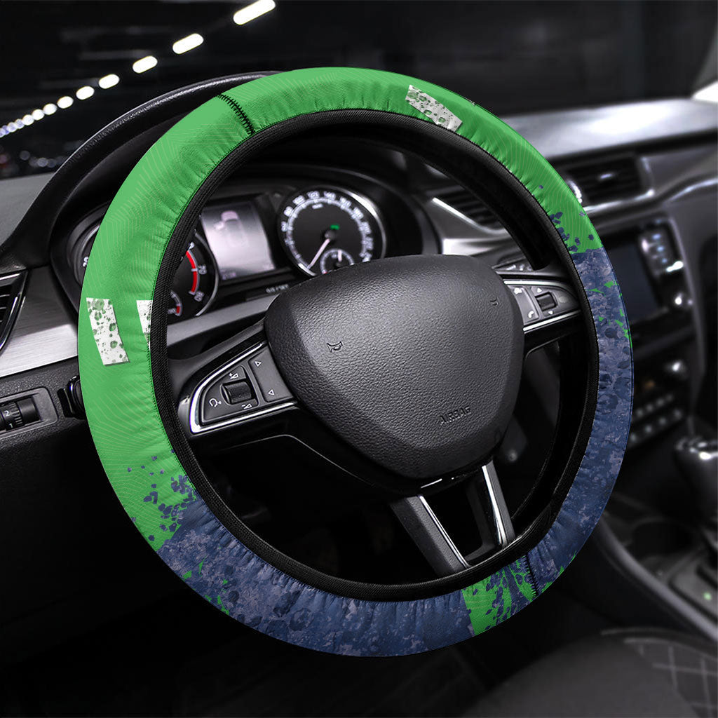 Canberra Raiders Rugby Steering Wheel Cover Viking Green Machine Mascot - Sporty Splash Art Style