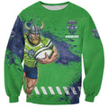 Personalised Canberra Raiders Rugby Sweatshirt Viking Green Machine Mascot - Sporty Splash Art Style