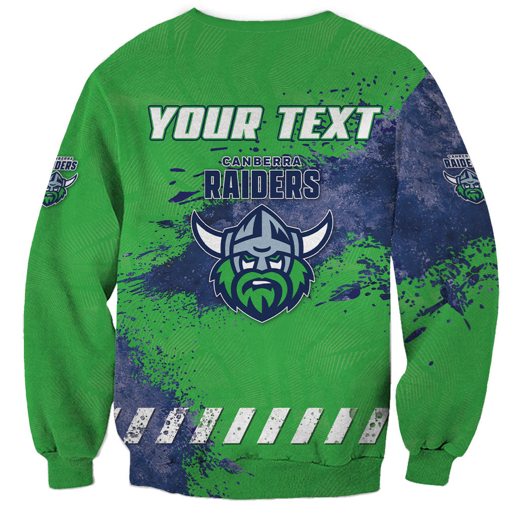 Personalised Canberra Raiders Rugby Sweatshirt Viking Green Machine Mascot - Sporty Splash Art Style