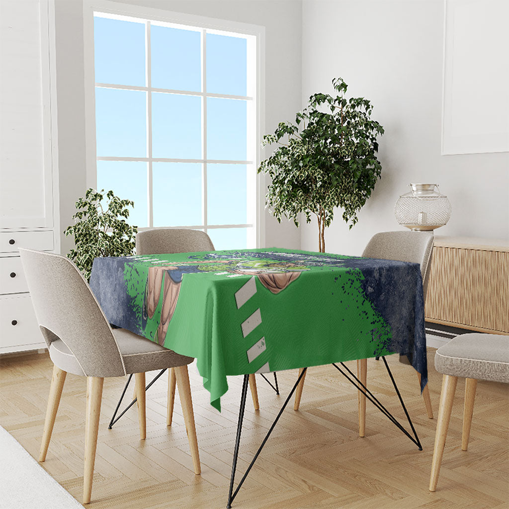 Personalised Canberra Raiders Rugby Tablecloth Viking Green Machine Mascot - Sporty Splash Art Style