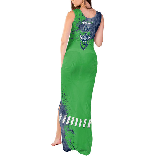 Personalised Canberra Raiders Rugby Tank Maxi Dress Viking Green Machine Mascot - Sporty Splash Art Style