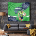 Personalised Canberra Raiders Rugby Tapestry Viking Green Machine Mascot - Sporty Splash Art Style