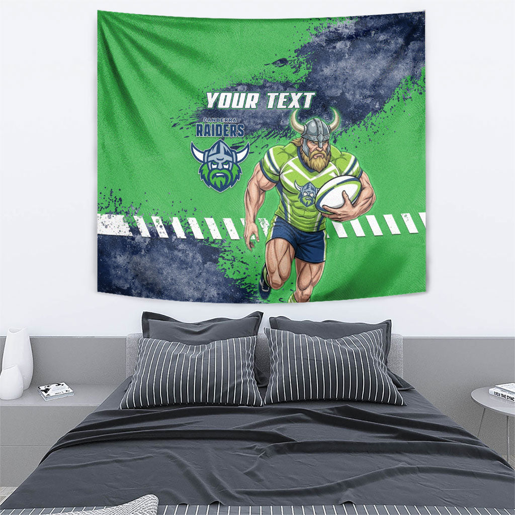 Personalised Canberra Raiders Rugby Tapestry Viking Green Machine Mascot - Sporty Splash Art Style
