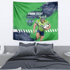 Personalised Canberra Raiders Rugby Tapestry Viking Green Machine Mascot - Sporty Splash Art Style