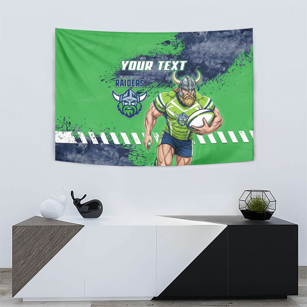 Personalised Canberra Raiders Rugby Tapestry Viking Green Machine Mascot - Sporty Splash Art Style