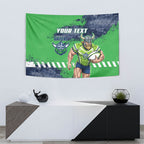 Personalised Canberra Raiders Rugby Tapestry Viking Green Machine Mascot - Sporty Splash Art Style