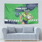 Personalised Canberra Raiders Rugby Tapestry Viking Green Machine Mascot - Sporty Splash Art Style