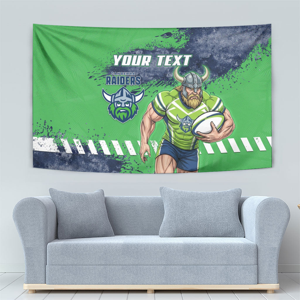 Personalised Canberra Raiders Rugby Tapestry Viking Green Machine Mascot - Sporty Splash Art Style