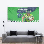 Personalised Canberra Raiders Rugby Tapestry Viking Green Machine Mascot - Sporty Splash Art Style