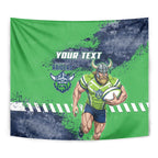 Personalised Canberra Raiders Rugby Tapestry Viking Green Machine Mascot - Sporty Splash Art Style