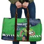 Personalised Canberra Raiders Rugby Travel Bag Viking Green Machine Mascot - Sporty Splash Art Style