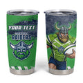 Personalised Canberra Raiders Rugby Tumbler Cup Viking Green Machine Mascot - Sporty Splash Art Style