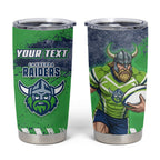 Personalised Canberra Raiders Rugby Tumbler Cup Viking Green Machine Mascot - Sporty Splash Art Style
