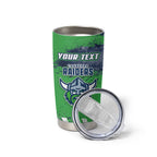 Personalised Canberra Raiders Rugby Tumbler Cup Viking Green Machine Mascot - Sporty Splash Art Style