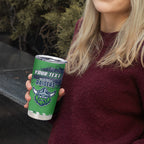 Personalised Canberra Raiders Rugby Tumbler Cup Viking Green Machine Mascot - Sporty Splash Art Style