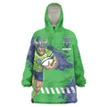 Personalised Canberra Raiders Rugby Wearable Blanket Hoodie Viking Green Machine Mascot - Sporty Splash Art Style