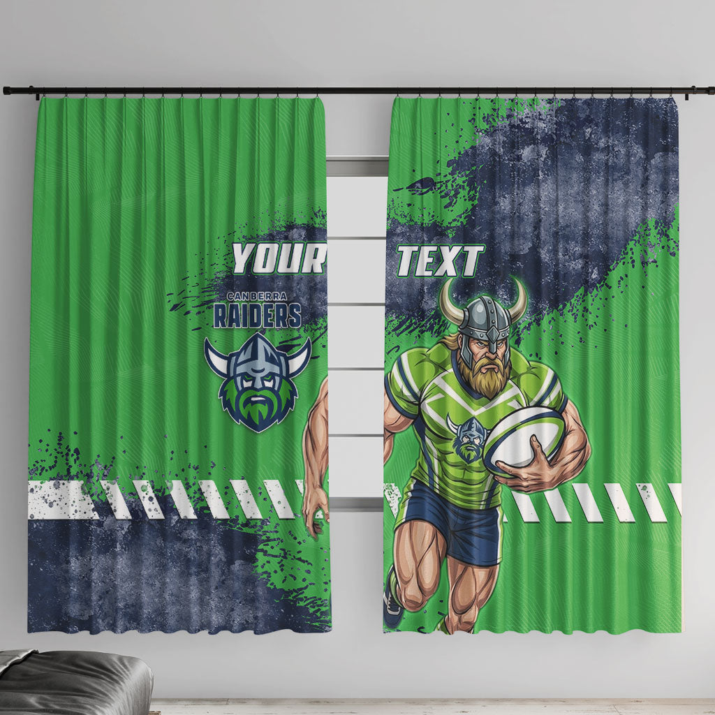 Personalised Canberra Raiders Rugby Window Curtain Viking Green Machine Mascot - Sporty Splash Art Style