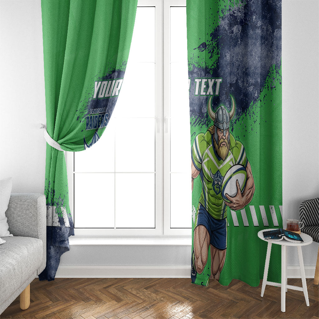 Personalised Canberra Raiders Rugby Window Curtain Viking Green Machine Mascot - Sporty Splash Art Style
