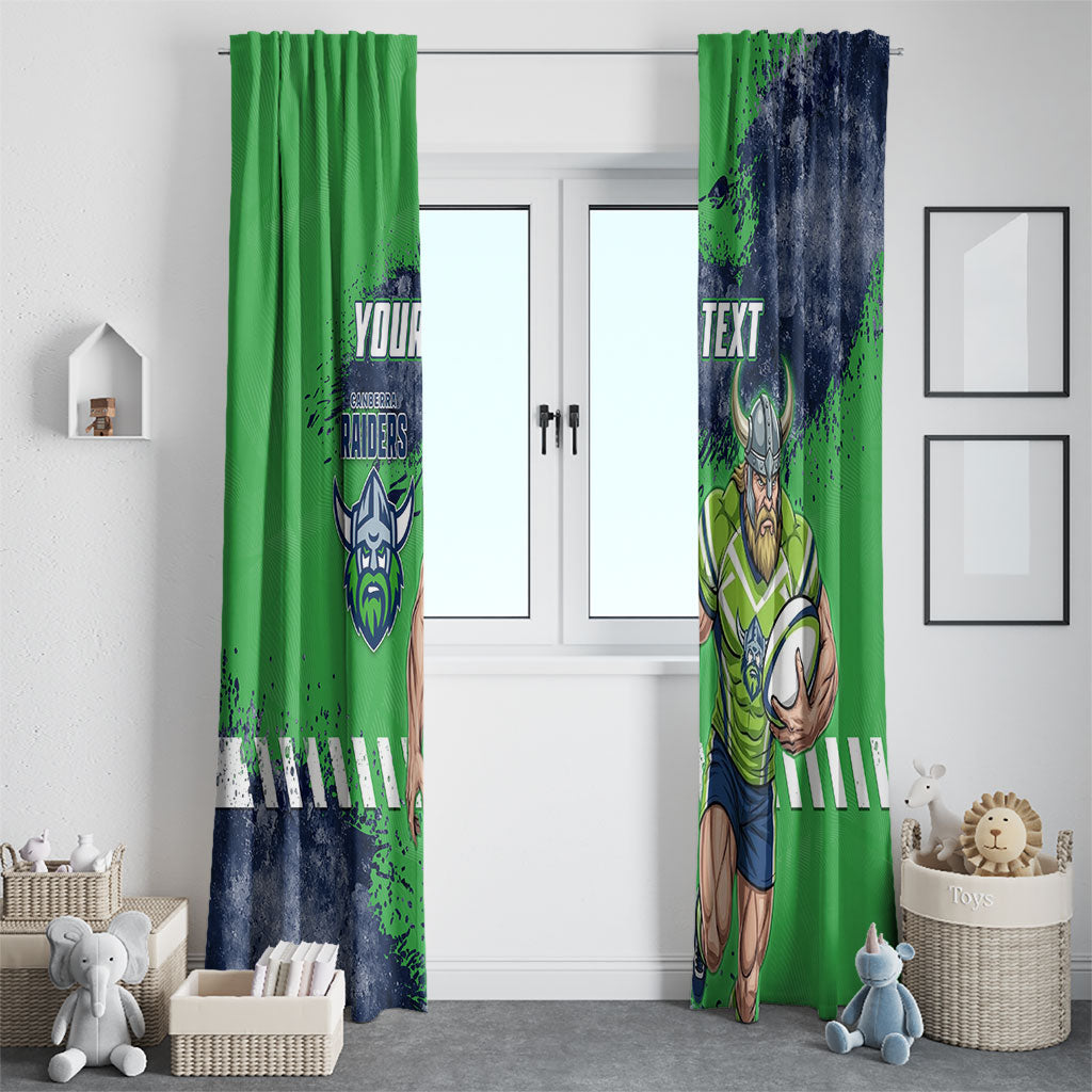 Personalised Canberra Raiders Rugby Window Curtain Viking Green Machine Mascot - Sporty Splash Art Style