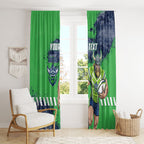 Personalised Canberra Raiders Rugby Window Curtain Viking Green Machine Mascot - Sporty Splash Art Style