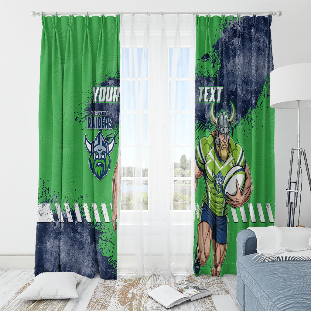 Personalised Canberra Raiders Rugby Window Curtain Viking Green Machine Mascot - Sporty Splash Art Style