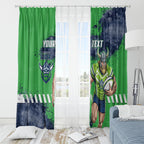 Personalised Canberra Raiders Rugby Window Curtain Viking Green Machine Mascot - Sporty Splash Art Style