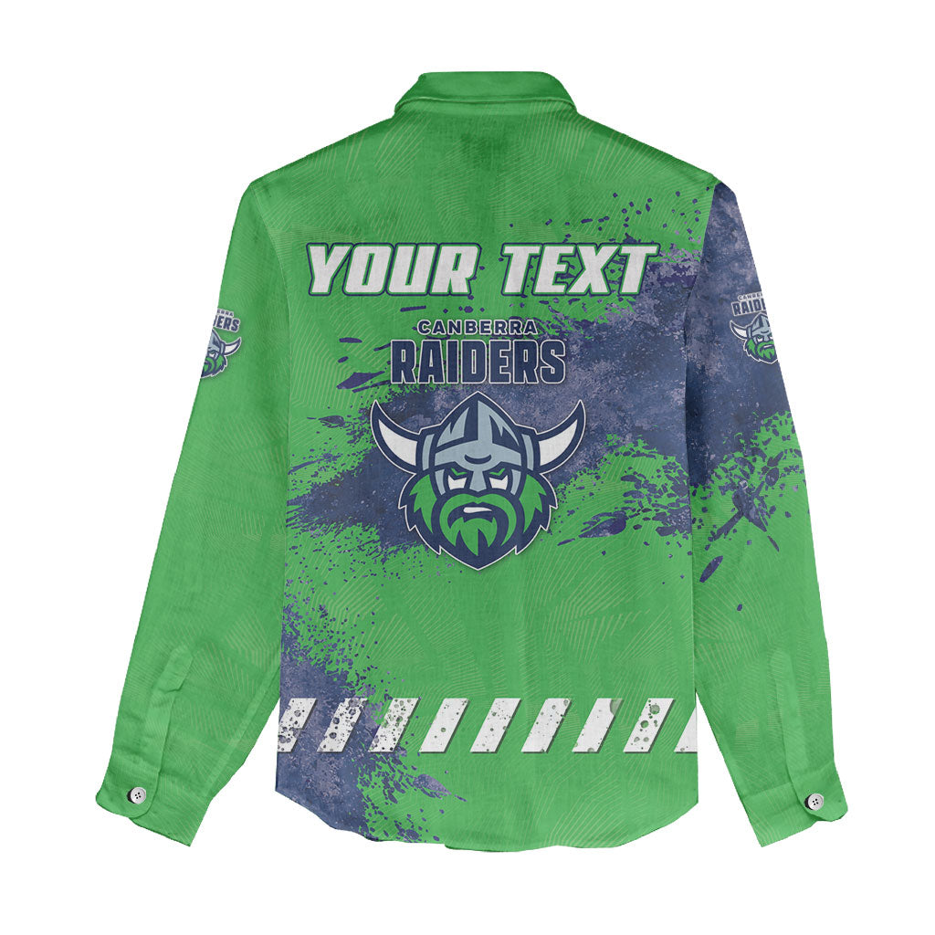 Personalised Canberra Raiders Rugby Women Casual Shirt Viking Green Machine Mascot - Sporty Splash Art Style