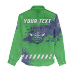 Personalised Canberra Raiders Rugby Women Casual Shirt Viking Green Machine Mascot - Sporty Splash Art Style