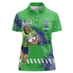 Personalised Canberra Raiders Rugby Women Polo Shirt Viking Green Machine Mascot - Sporty Splash Art Style