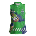Personalised Canberra Raiders Rugby Women Sleeveless Polo Shirt Viking Green Machine Mascot - Sporty Splash Art Style