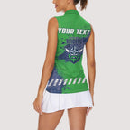Personalised Canberra Raiders Rugby Women Sleeveless Polo Shirt Viking Green Machine Mascot - Sporty Splash Art Style