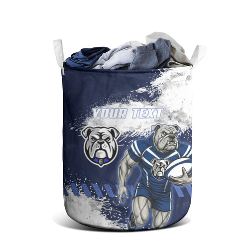 Personalised Canterbury-Bankstown Bulldogs Rugby Laundry Basket Berries Mascot - Sporty Splash Art Style