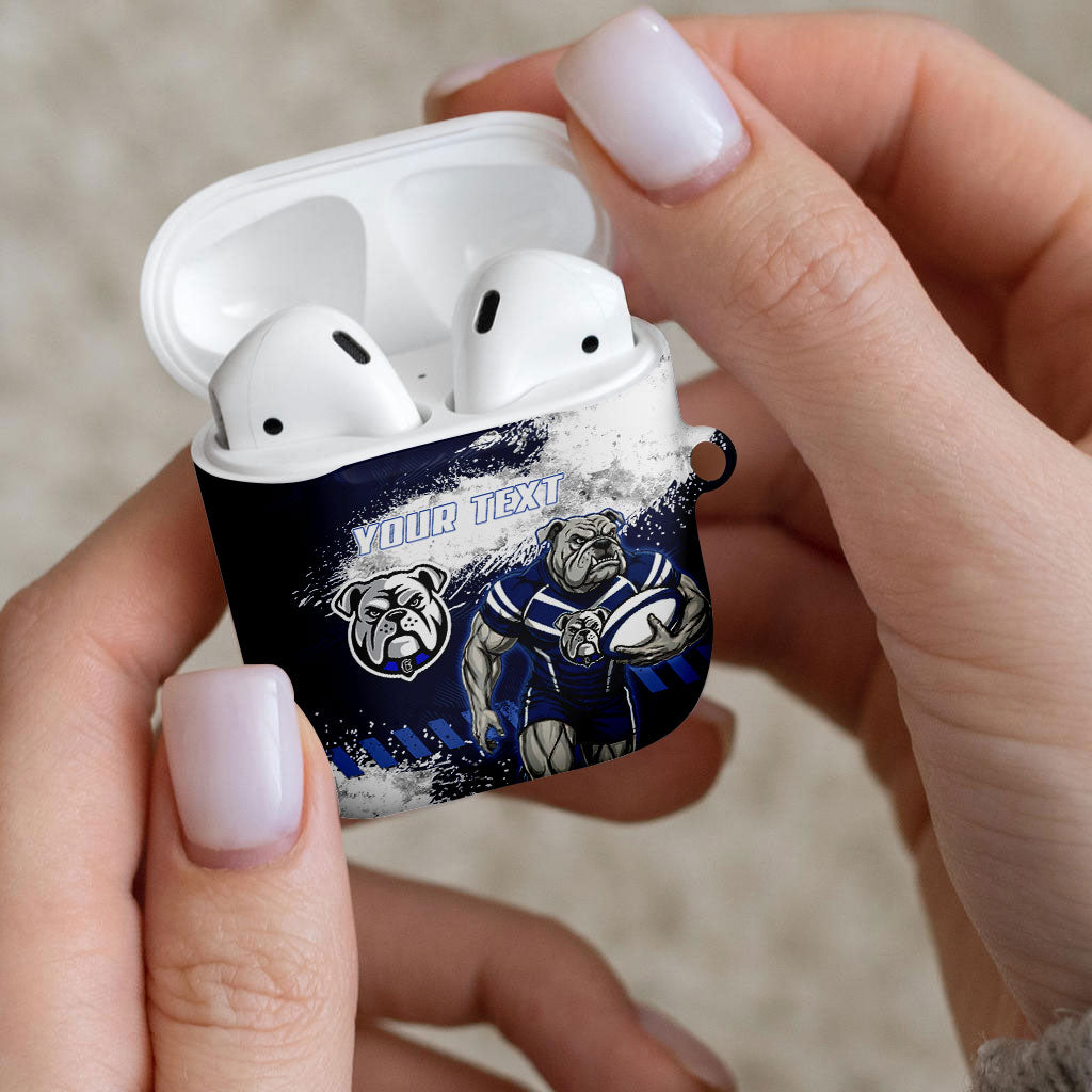 Personalised Canterbury-Bankstown Bulldogs Rugby AirPods Case Berries Mascot - Sporty Splash Art Style