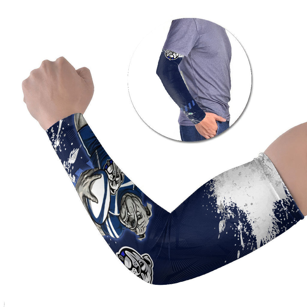 Personalised Canterbury-Bankstown Bulldogs Rugby Arm Sleeves Berries Mascot - Sporty Splash Art Style