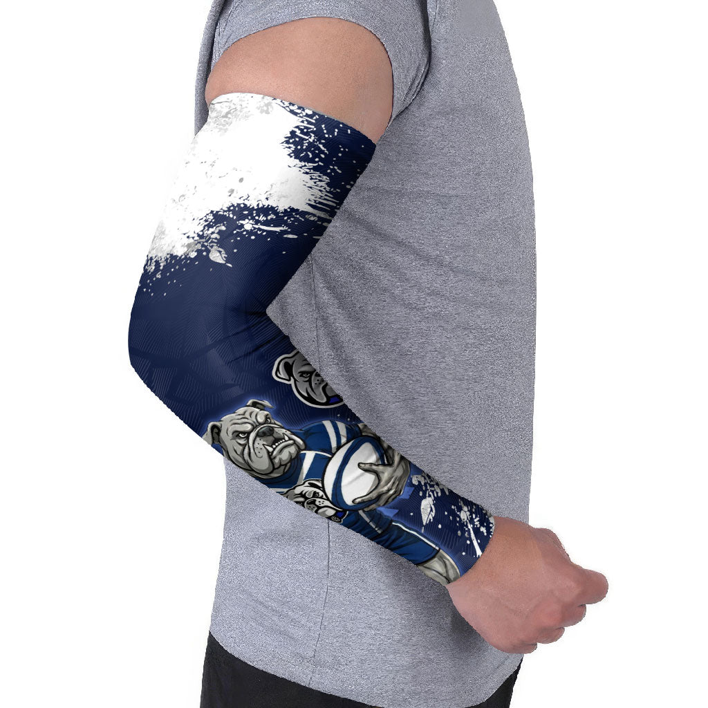 Personalised Canterbury-Bankstown Bulldogs Rugby Arm Sleeves Berries Mascot - Sporty Splash Art Style