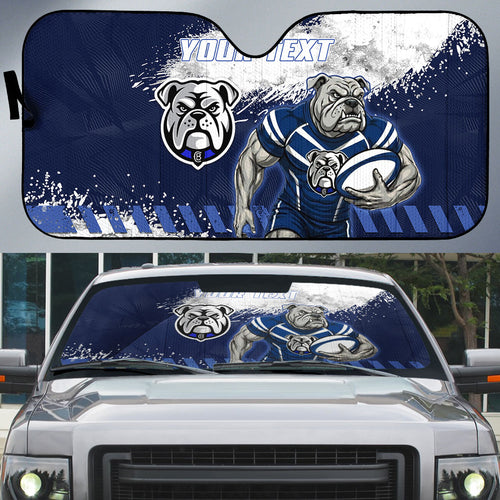 Personalised Canterbury-Bankstown Bulldogs Rugby Auto Sun Shade Berries Mascot - Sporty Splash Art Style