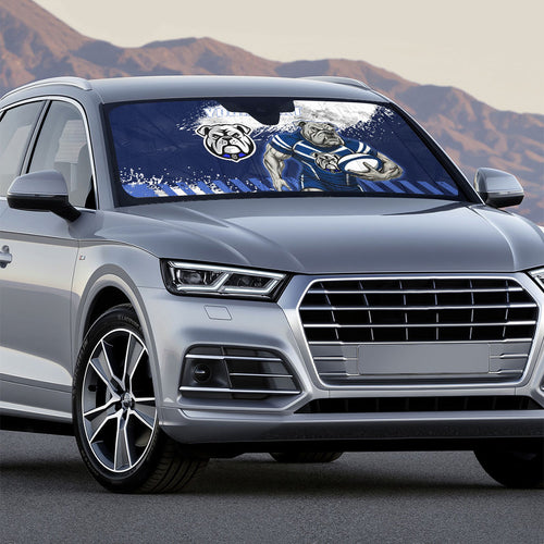 Personalised Canterbury-Bankstown Bulldogs Rugby Auto Sun Shade Berries Mascot - Sporty Splash Art Style