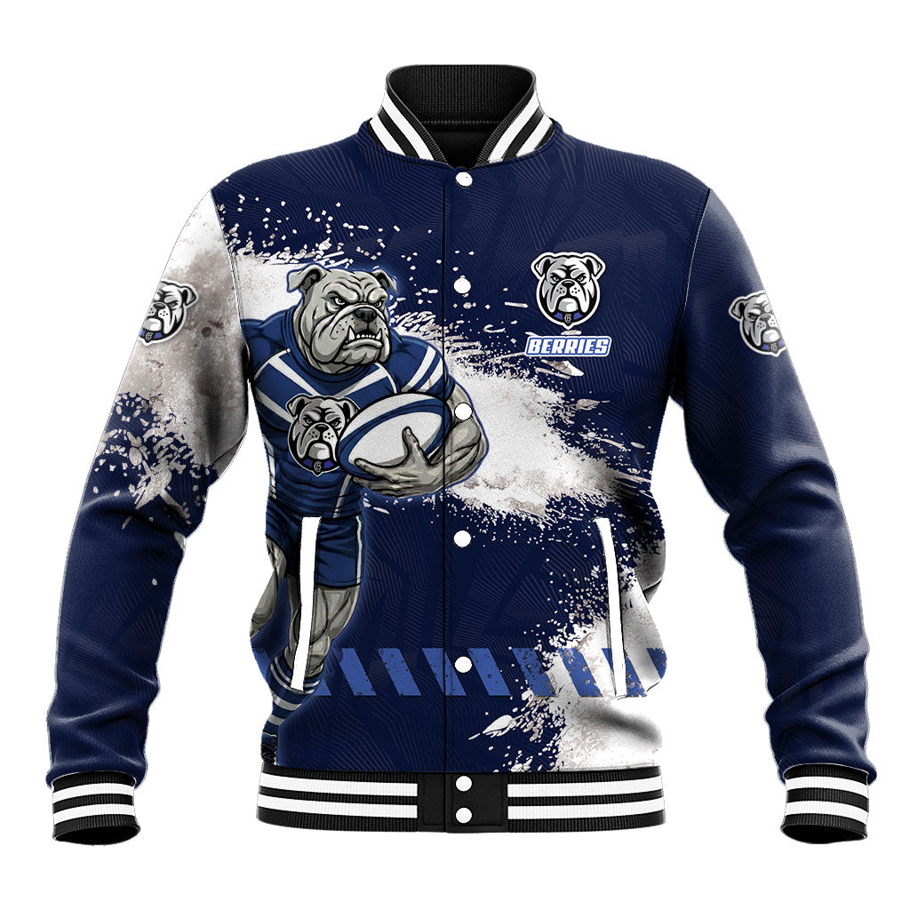Personalised Canterbury-Bankstown Bulldogs Rugby Baseball Jacket Berries Mascot - Sporty Splash Art Style