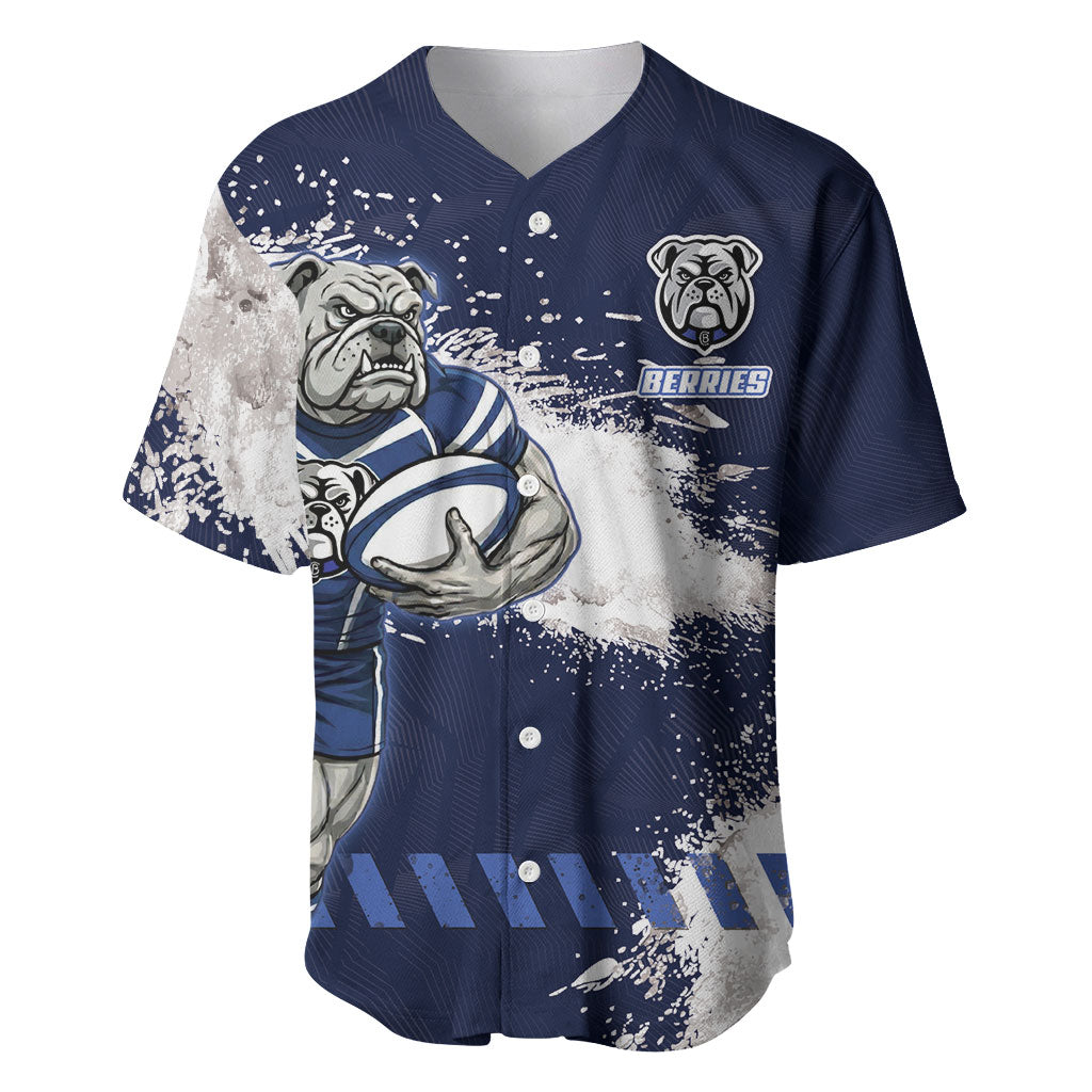 Personalised Canterbury-Bankstown Bulldogs Rugby Baseball Jersey Berries Mascot - Sporty Splash Art Style