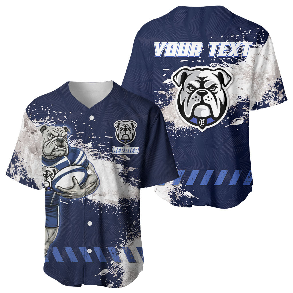 Personalised Canterbury-Bankstown Bulldogs Rugby Baseball Jersey Berries Mascot - Sporty Splash Art Style