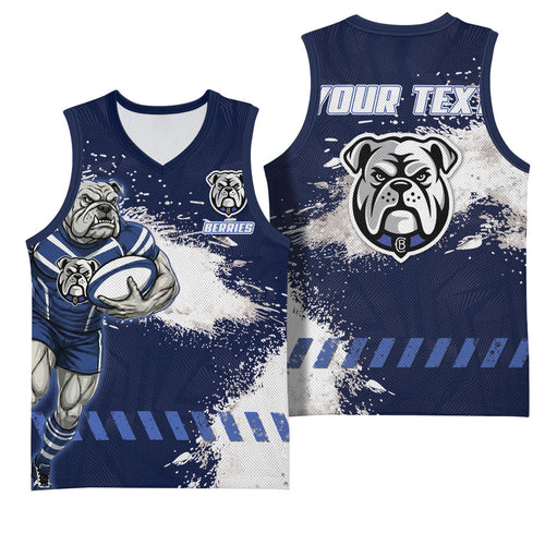 Personalised Canterbury-Bankstown Bulldogs Rugby Basketball Jersey Berries Mascot - Sporty Splash Art Style