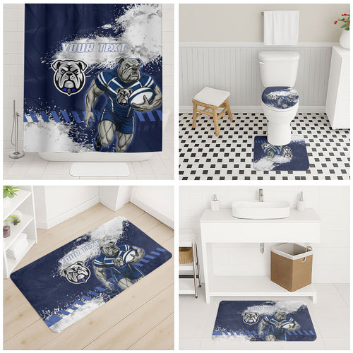 Personalised Canterbury-Bankstown Bulldogs Rugby Bathroom Set Berries Mascot - Sporty Splash Art Style