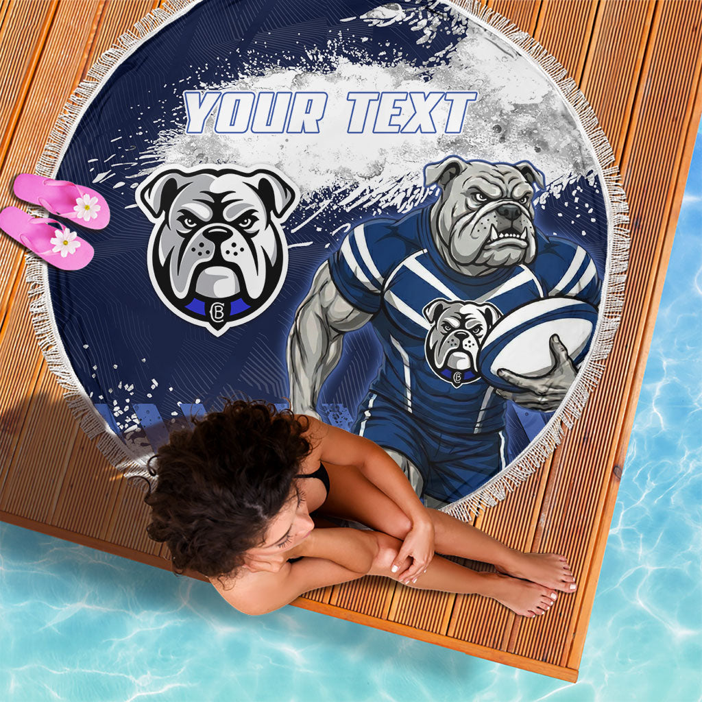 Personalised Canterbury-Bankstown Bulldogs Rugby Beach Blanket Berries Mascot - Sporty Splash Art Style